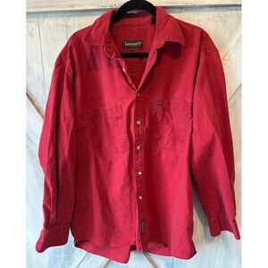 VINTAGE Timberland Weathergear Men's Red Outdoors Button Down Utility Shirt L